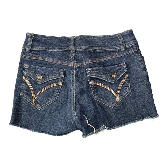 Nine West raw hem cutoff blue denim jean shorts stretch button pockets size 4 - Picture 2 of 4